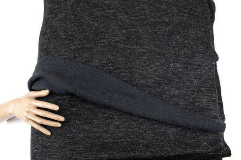 Heather Dark Gray and Soft Black Wool Blend Double Face Sweater Knit Brushed French Terry Fabric by the yard FTK00805R